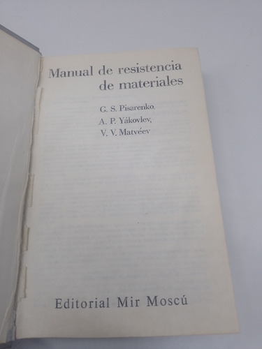 Manual De Resistencia De Materiales Pisarenko Yákovlev (Usado)