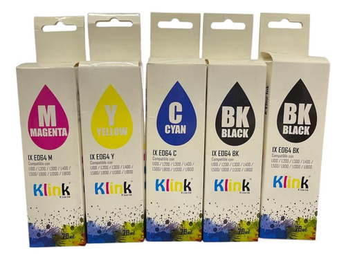 Kit 5 Tintas Compatible T664 L380 L395 L575 L1300 Negro