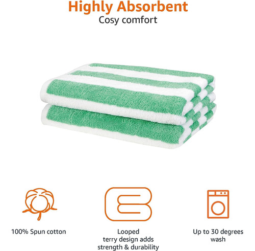 Toallas P/ Playa, Verde Y Blanco, 2pcs, 76,2 X 152,4cm