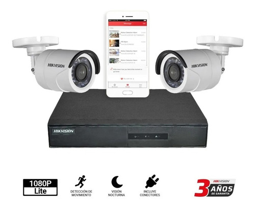 Imagen 1 de 10 de Camara Seguridad Kit Hikvision Dvr 4 Canales + 2 Bullet 720p