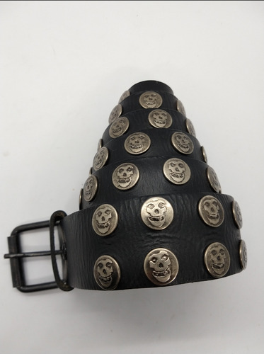 Cinturón De Cuero Con Calaveras, Chopper, Picos Negros Níque