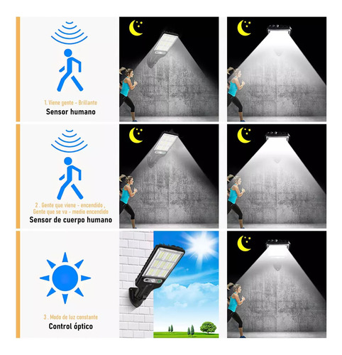 4pz Lámpara Solar Pared Exteriores Impermeable Sensor 3modos