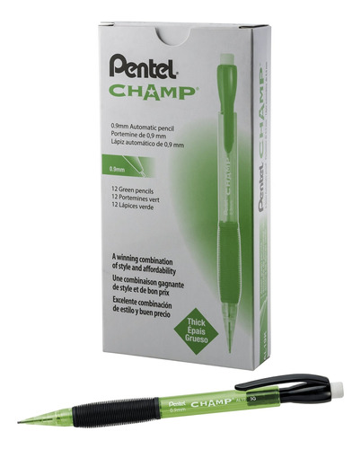 Portaminas 0.9mm Pentel Champ Tinted Lime Green X12