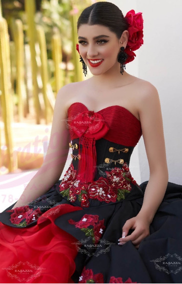 vestidos de 15 años charros rojos