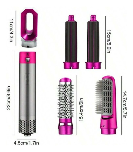 Secadora De Pelo 5 En 1 Rizador Fucsia