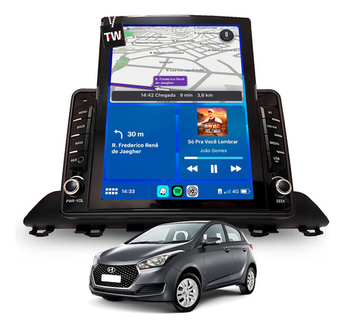 Multimídia Tesla Hyundai Hb20 2020/2023 Gps Carplay Sem Fio Cor Hyundai Hb20 2023
