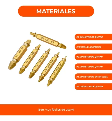 Set X6 Extractor Tornillos Rotos Y Dañados Doble Punta X 2