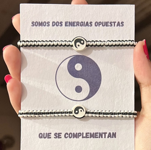 Pulseras Yin Y Yang Para Compartir Blanco Y Negro 50.8 Cm 1.016 M