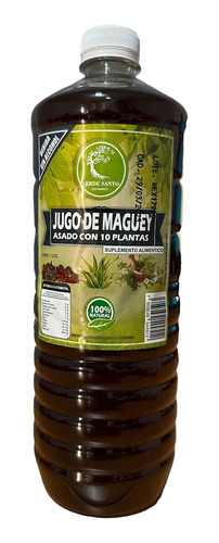 1 Botella Jugo De Maguey Asado Con 10 Plantas Verde Santo