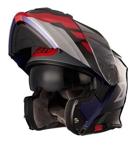 Capacete para moto  escamoteável X11 Capacete  Prisma/Solides  azul com vermelho e brilhoso brilhante fosco tamanho 60 