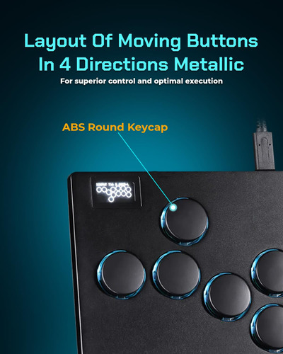 Arcade Stick All Metal Controlador Con Rgb Y Turbo Funciones