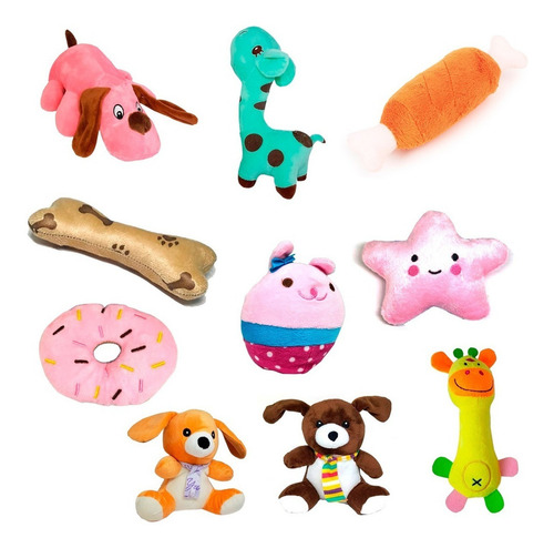 Brinquedo Pelúcia Para Cães E Gatos Kit Pet 5 Brinquedos Cor Rosa