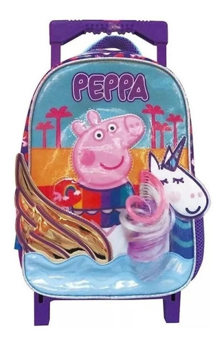 Combo Mochila Peppa Pig Carro 12 + Cartuchera Licencia Of.