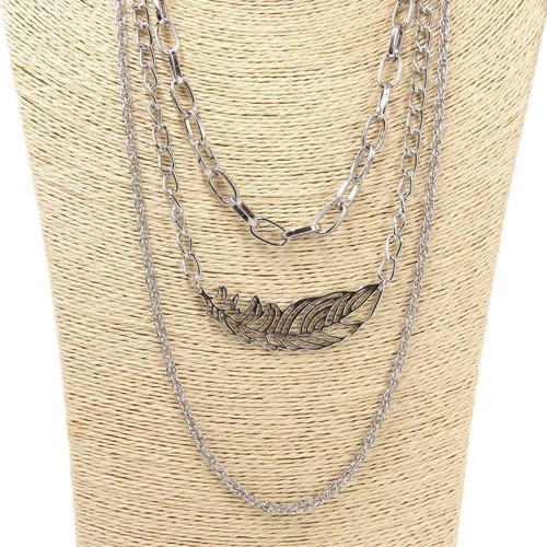 Collar De Cadena Triple De Plumas