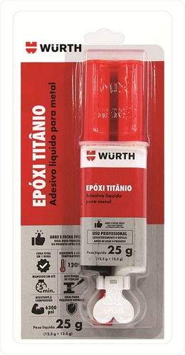 Cola Epoxi Titanium Aço Alumínio Ferro Cobre Metal Wurth