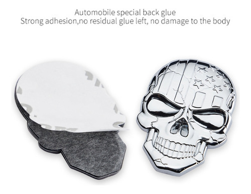 Adhesivo Metálico Negro Tridimensional Con Calavera De Diabl