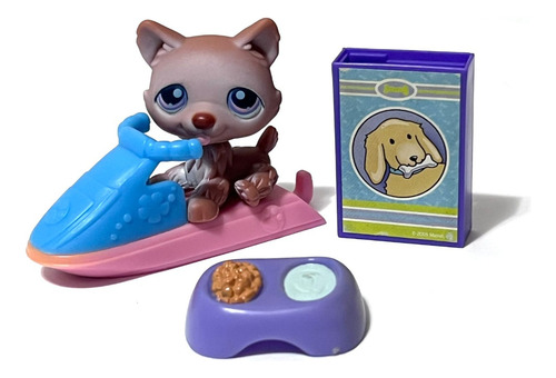 Littlest Pet Shop #37 Husky Perro Bronceado Ojos Púrpura Acc (Usado)