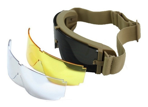 Goggles Lentes 3ls Tactico Militar Gotcha Gafas Moto Airsoft