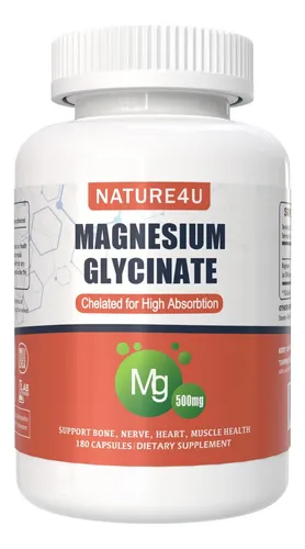 Glycinato De Magnesio De Nature4u 500mg, 100% Quelato Para S