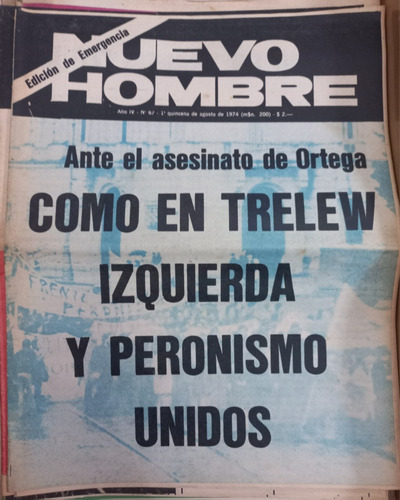 Revista Nuevo Hombre/ 1 Agosto 1974/ Buen Estado/ De Colecc