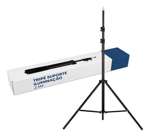 Tripé Vertical Multifuncional 2.1m Cor Preta Ajustavél Arcllux Compacto Design