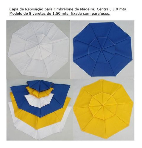 Capa Reposição P/ Ombrelone Central 3,0 Mts Modelo 8 Varetas