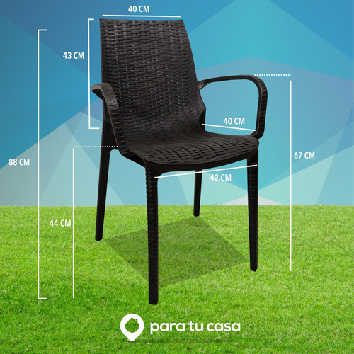 Juego Jardín Exterior Mesa Cuadrada Alta +4 Sillones Quality