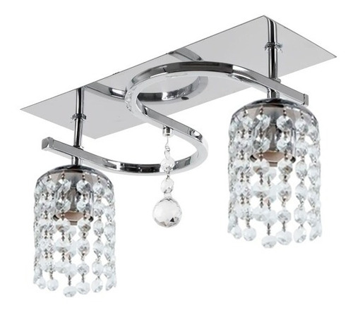 Plafon Lyon S 2 Luces Cromo Cristal Vidrio E27 Deco Moderno