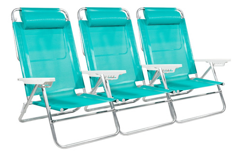 Reposera 3 Aluminio Camping Almohada Reforzada Summer Mor Ct