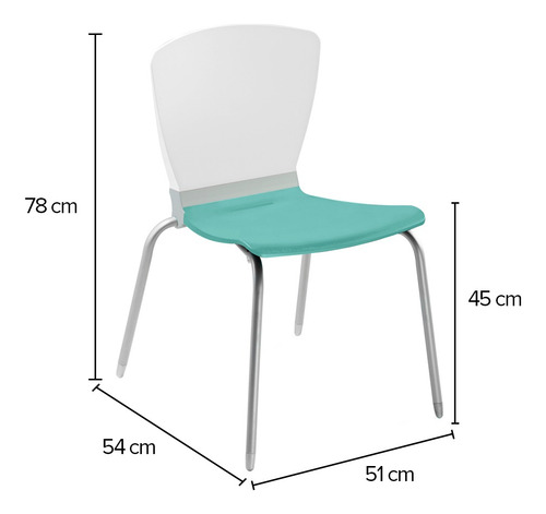 Silla Menta Asiento Y Respaldo En Polipropileno Azul/blanco