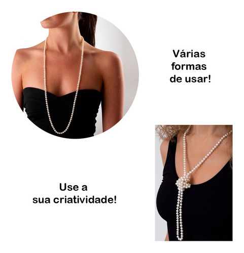 Colar De Pérolas Complementar Fantasia Melindrosa Carnaval