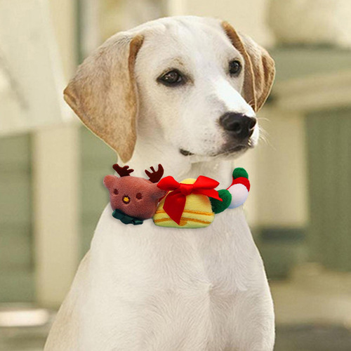 L Bufanda Navideña Para Perro, Bola Ajustable, Gatito, Alce