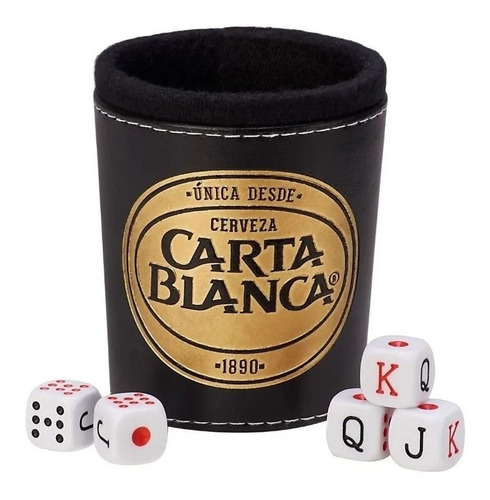 Domino Carta Blanca En Caja De Madera + Cubilete Con Dados