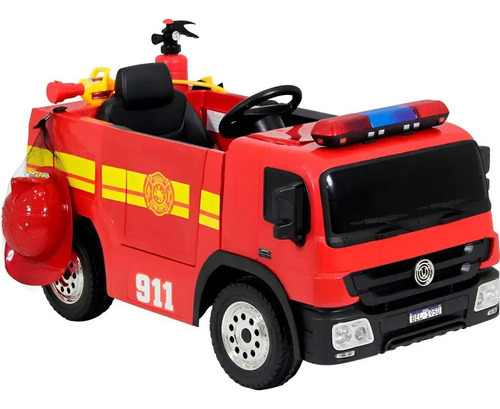 Caminhão Elétrico Bombeiros Infantil C Controle Remoto 12v Cor Vermelho