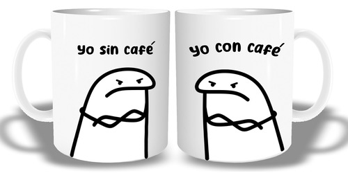 Taza Personalizada Meme Flork - Yo Con Y Sin Café Amargado