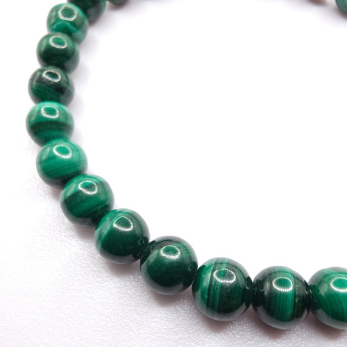 Pulsera De Piedra Natural Malaquita Premium 6mmx18cm Color Verde Musgo Largo 18 Cm
