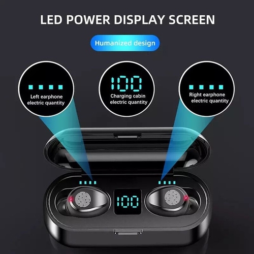 Imagen 2 de 6 de Auriculares Bluetooth F9 Tws 4hs De Musica + Power Bank