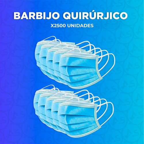 Imagen 3 de 10 de Barbijo Quirurgico Tapaboca Descartable Anmat X2500u Tricapa