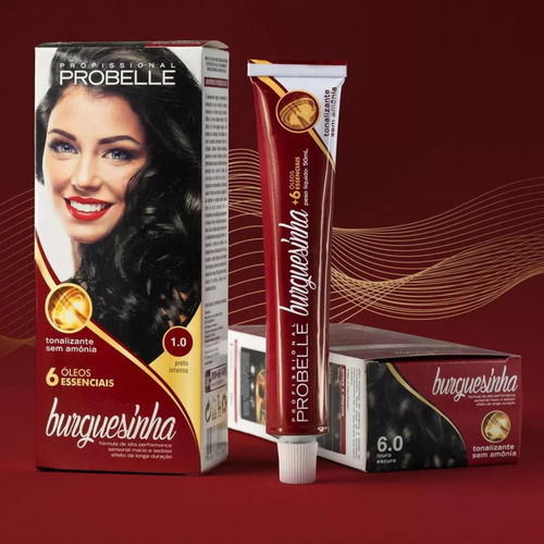 Tonalizante Sem Amônia Burguesinha Probelle Sua Cor Tom 7.3 Louro Médio Dourado