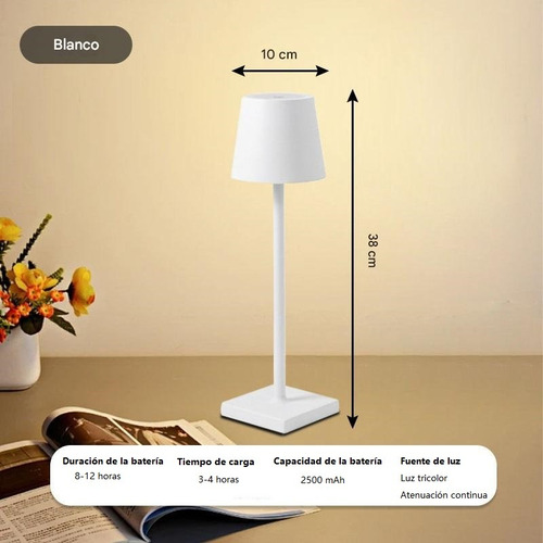 2x Lámpara De Mesa Led Escritorio Recargable Ajustable