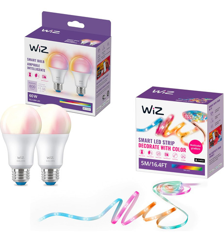 Tiras Led Rgbic De 5 M 2 Bombillas A19 De 60 W Con Control