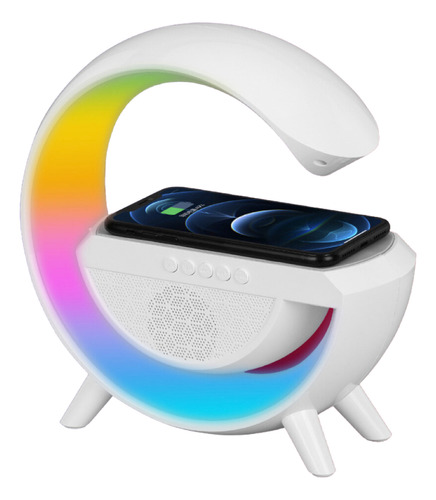 Cargador de estación inteligente con altavoz Bluetooth portátil, color blanco, 110 V/220 V