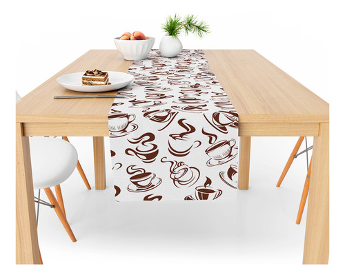 Caminho De Mesa Decorativo Mesa Posta 170x40cm Em Poliéster Cor Marrom