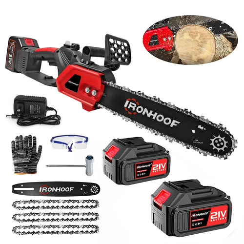 Moto Serra Elétrica 12 Polegadas Motoserra Eletrica Portátil Brushless 2 Baterias 3 Correntes