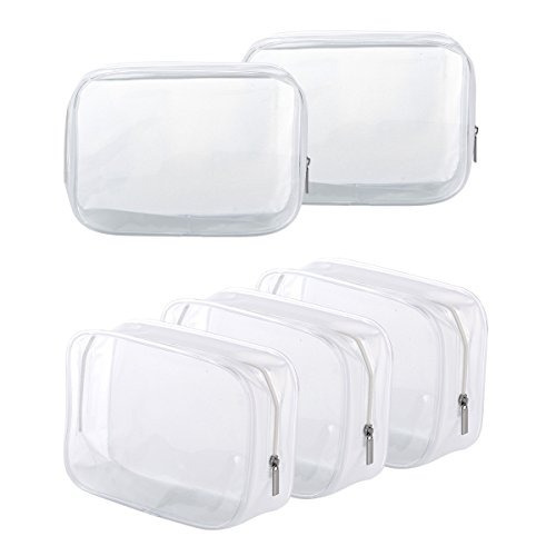 Paquete 5 Clear Pvc Con Cremallera Toiletry Carry Pouch Bols