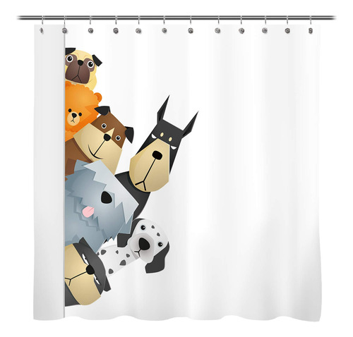 Cartoon Peekaboo Dogs Fabric Cortina De Ducha Baño Decoració