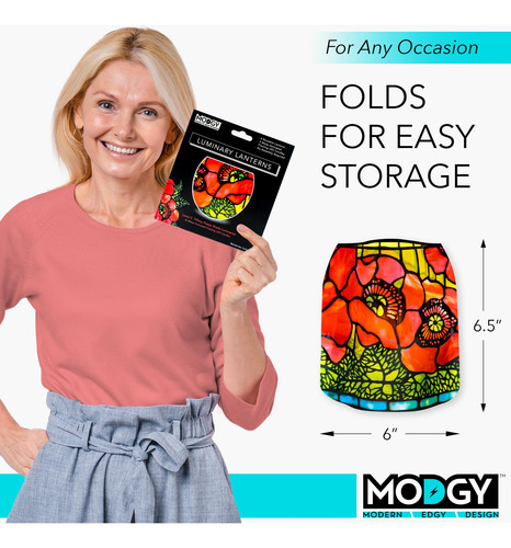 Modgy Luminary Lanterns Louis C Tiffany Poppies Paquete De 4