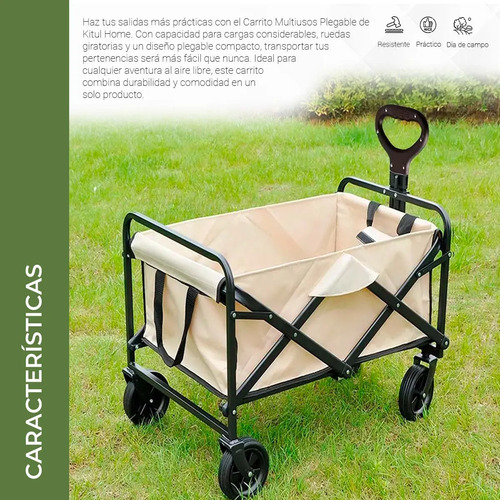 Carrito Vagón Plegable Multiusos Reforzado Camping De Carga Color Blanco