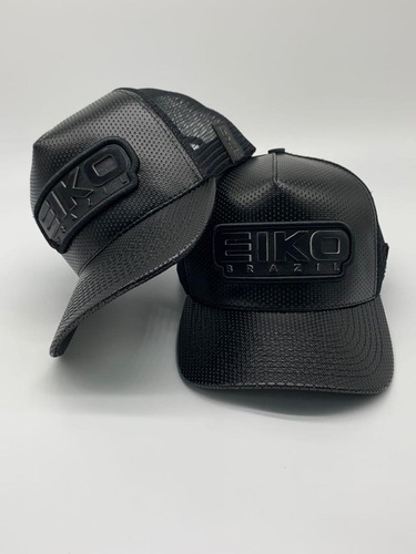 Boné Eiko Brazil Original Preto Couro Premium