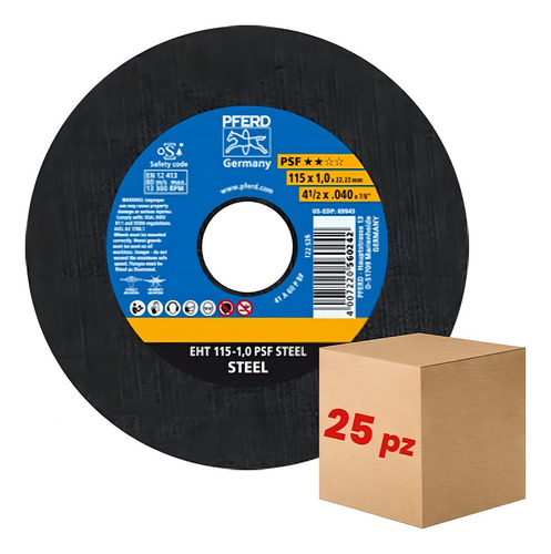 Disco Corte Acero 4-1/2 X 1 X 7/8 Pferd 560242 25 Piezas